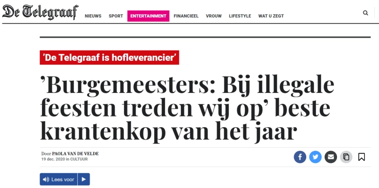 De beste kop stond op Nu.nl: Burgemeesters: bij illegale feesten treden wij op