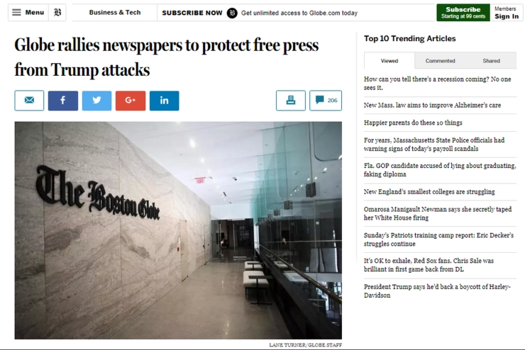 Amerikaanse kranten komen in actie tegen Trump
