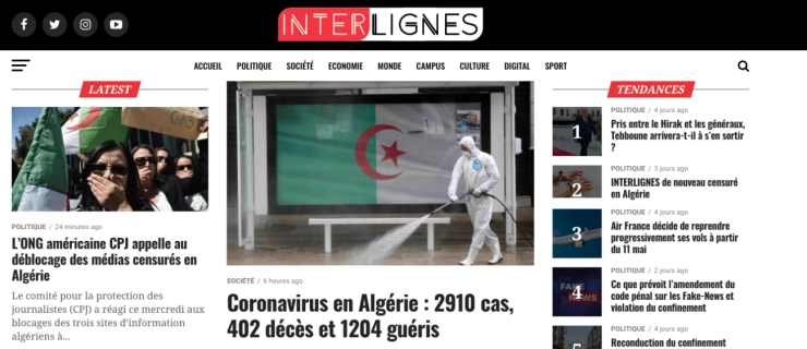 Algerije zet nieuwssites op zwart vanwege coronaberichtgeving
