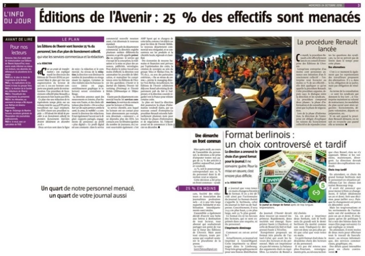 Forse reorganisatie bij Waalse krantengroep L’Avenir