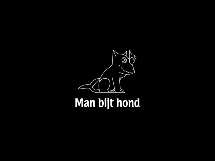 Man bijt Hond van de buis