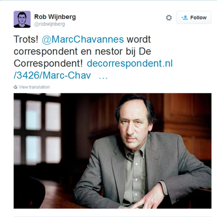 Chavannes stapt over van NRC naar De Correspondent