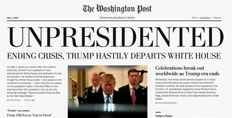 Washington Post klaagt over parodie die vormgeving leende