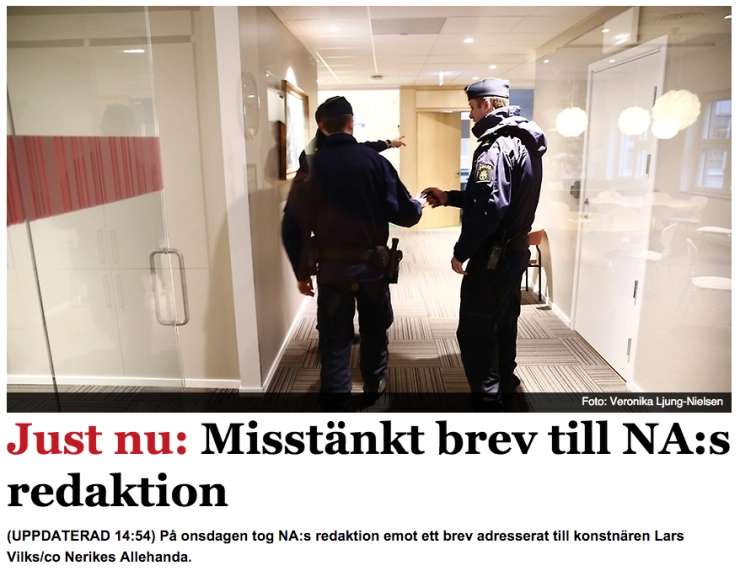 Verdacht pakket bij Zweedse krant