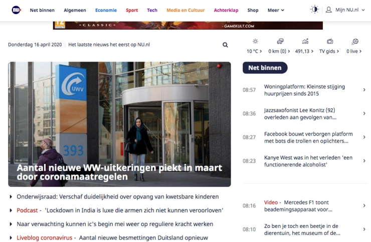 NU.nl introduceert grotere letter en meer witruimte in het nieuwsoverzicht
