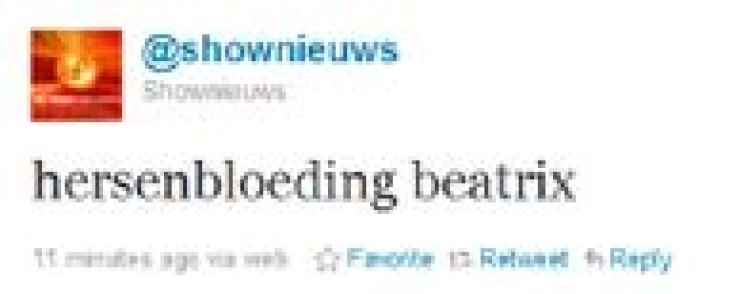 Shownieuws gaat mist in met tweet